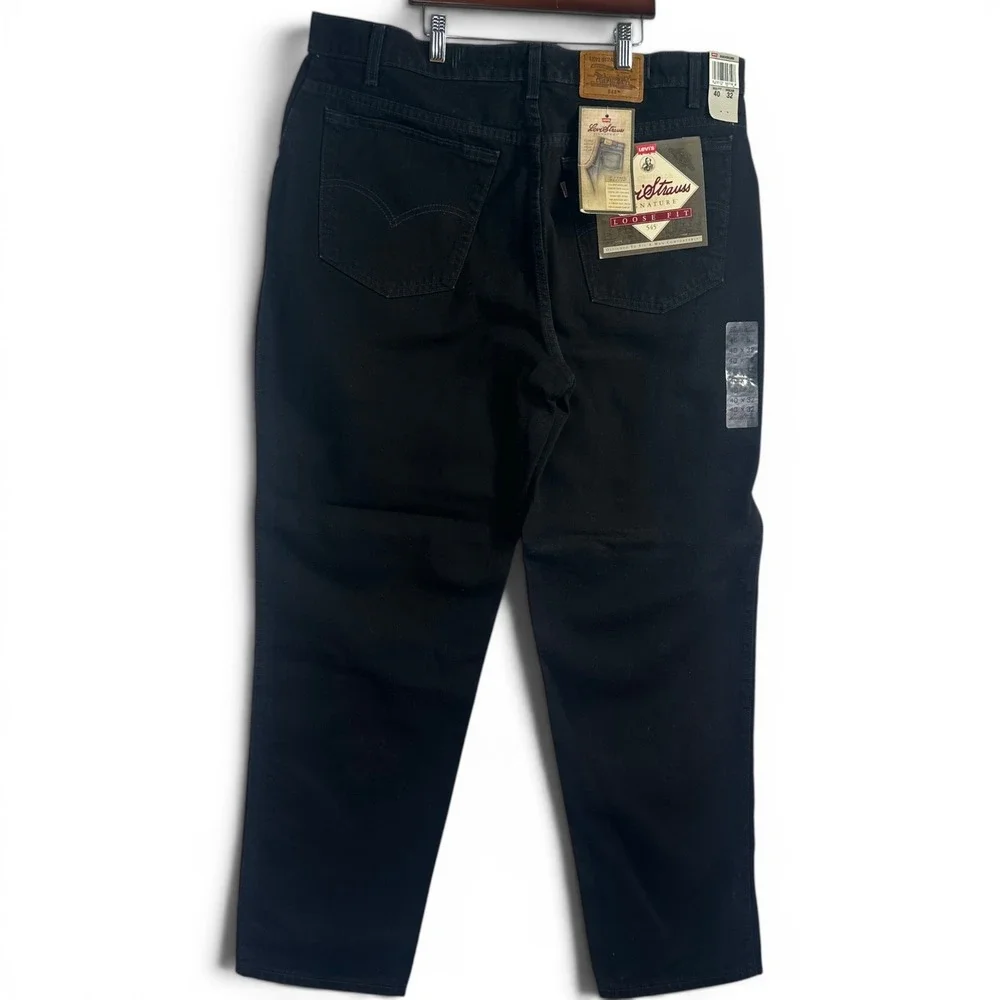 Levi Strauss Signature Jeans Men 40x32 Black 545 Loose Fit J Curve Design NWT